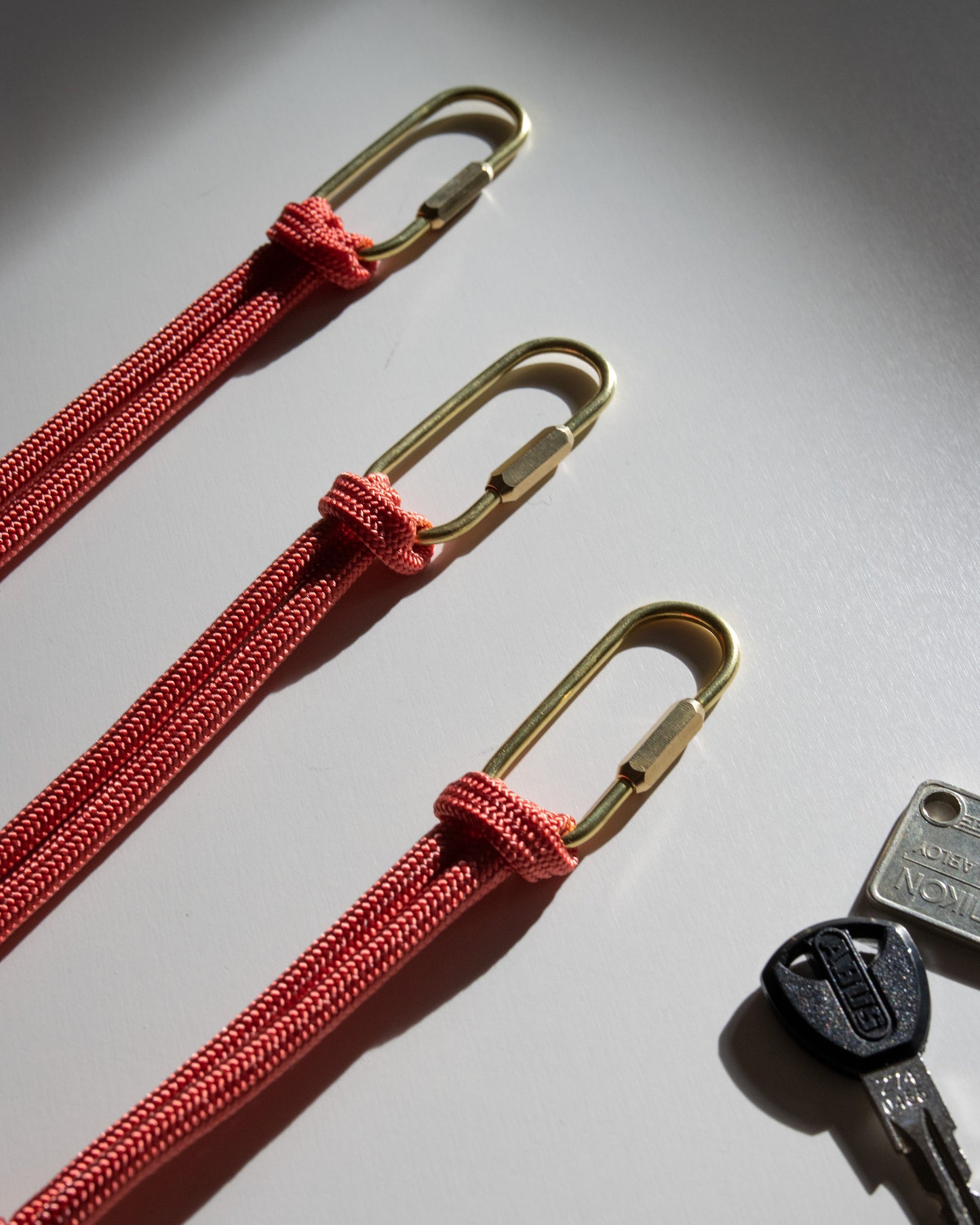 Hand made Rope Knot Keychain - Zinnia Red
